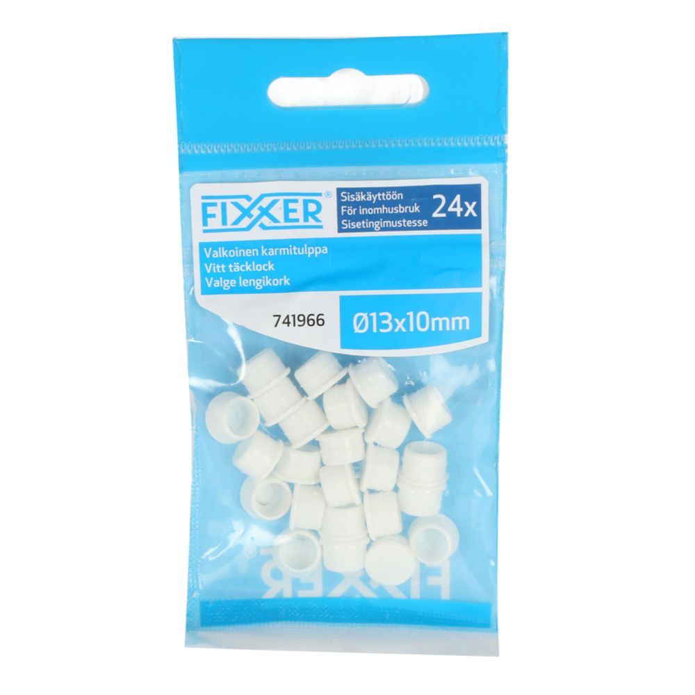 Fixxer® karmitulppa valkoinen 10 mm 24 kpl