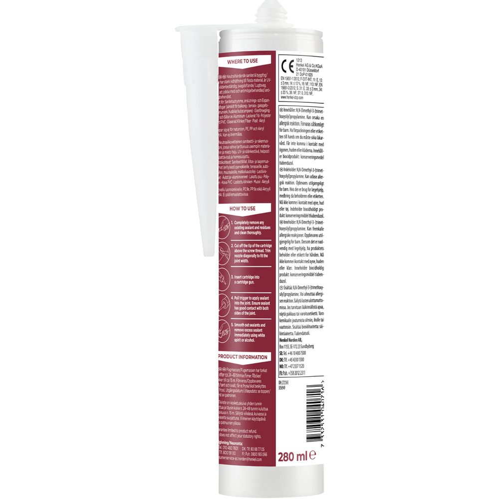 Pattex saniteetti- ja rakennussilikoni 280 ml harmaa