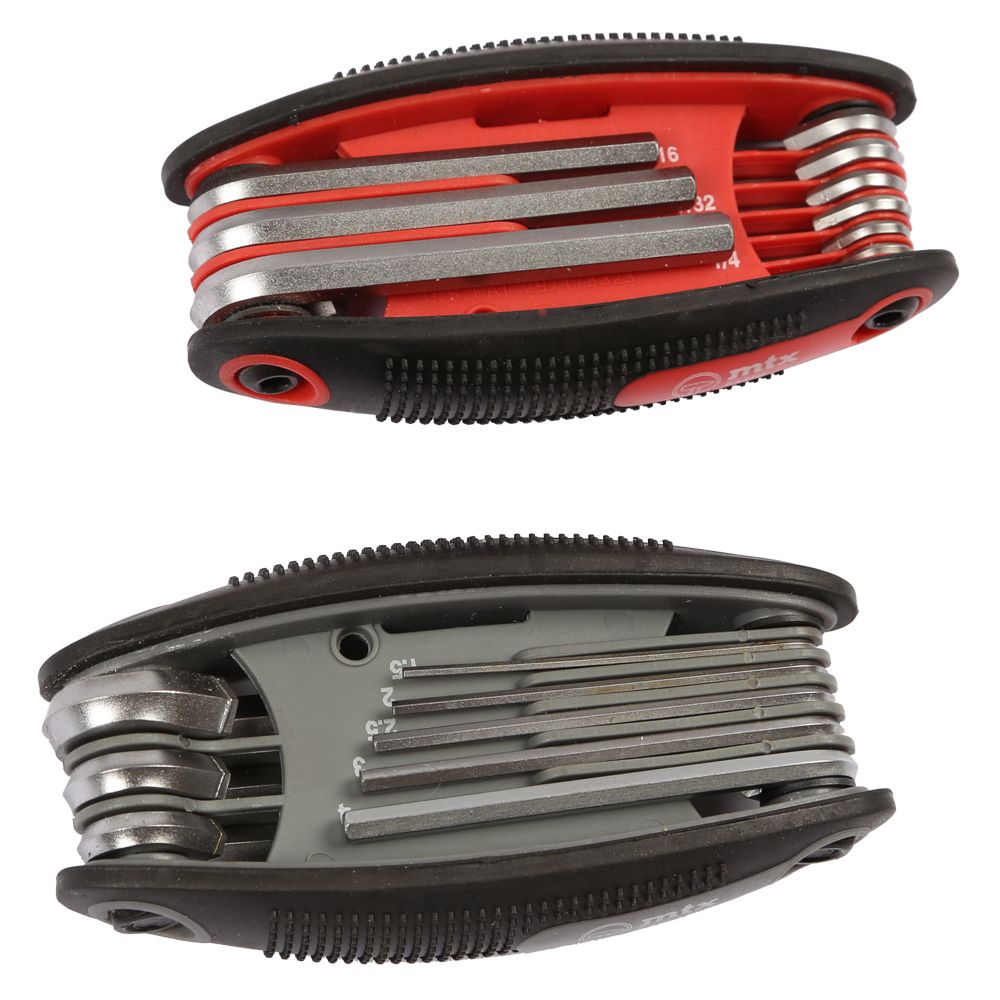 MTX Tools Basic insexnyckelsats i metriska och tumstorlekar, 1,5-8,0 mm & 5/64"-1/4" 17 delar