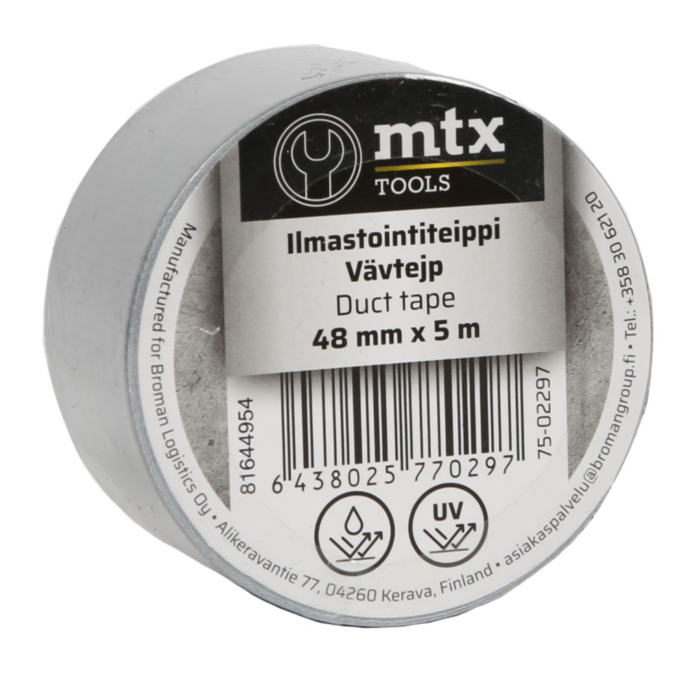MTX ilmastointiteippi 48 mm x 5 m hopea