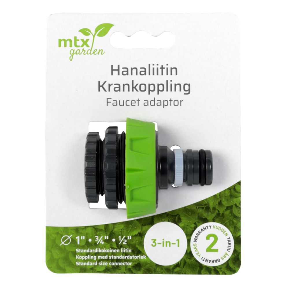 MTX Garden kraaniliitmik 1"-, 3/4"- ja 1/2"-adapteritega