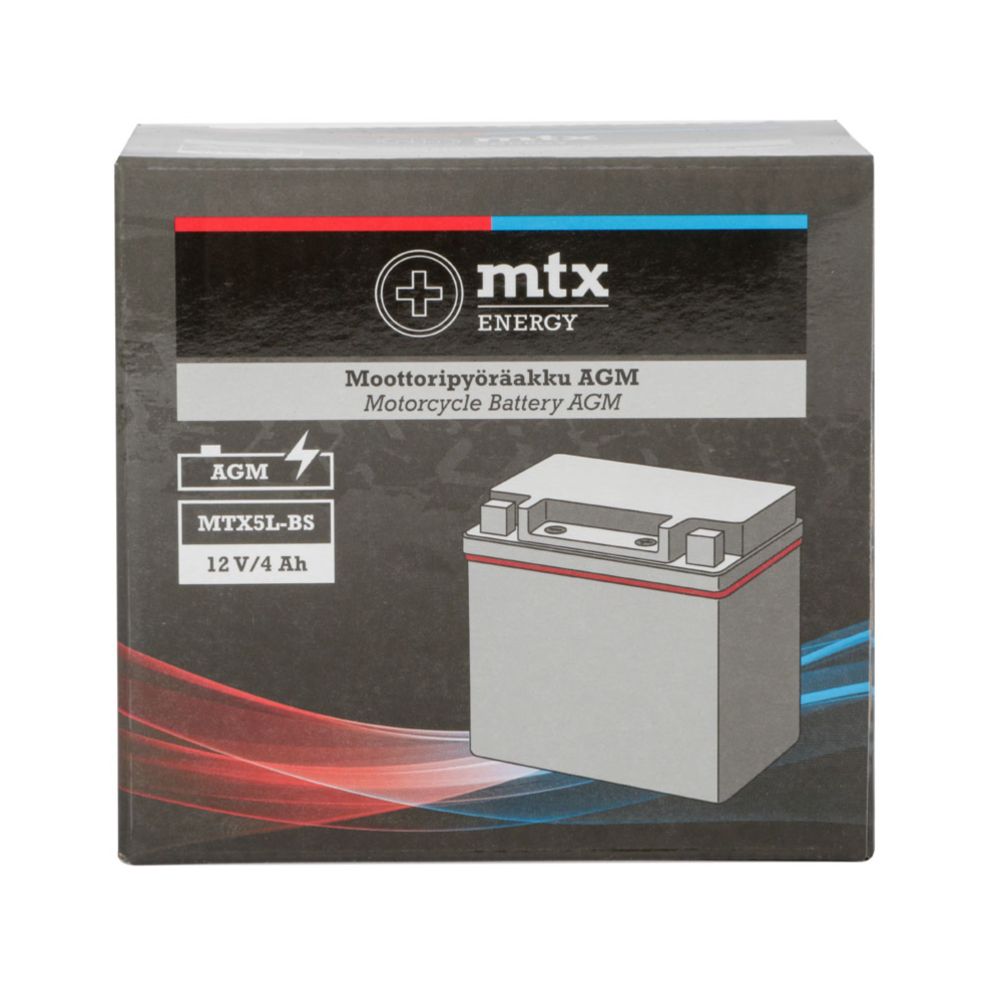MTX Energy AGM-akku 12V 4Ah "MTX5L-BS" (P114xL70xK105mm)