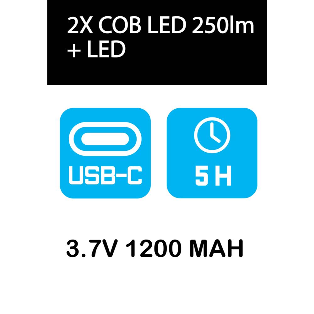 Berg LED-arbetslampa vikbar 1200 mAh 250 lm laddningsbar