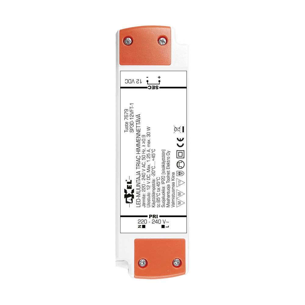 Axxel LED-muuntaja 12V 30W IP20 TRIAC-himmenettävä