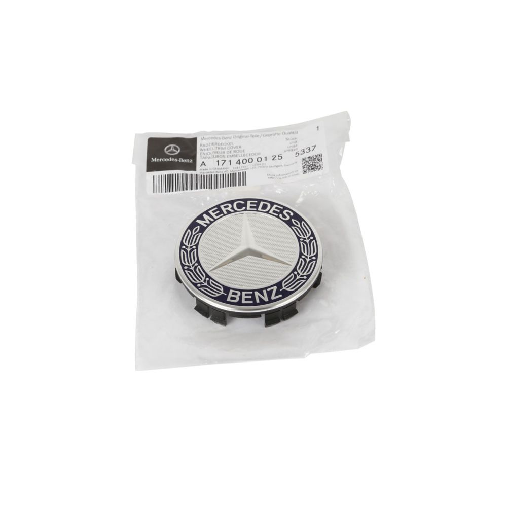 Fälgens centrumkåpa Mercedes blå med blad ø 75 mm original