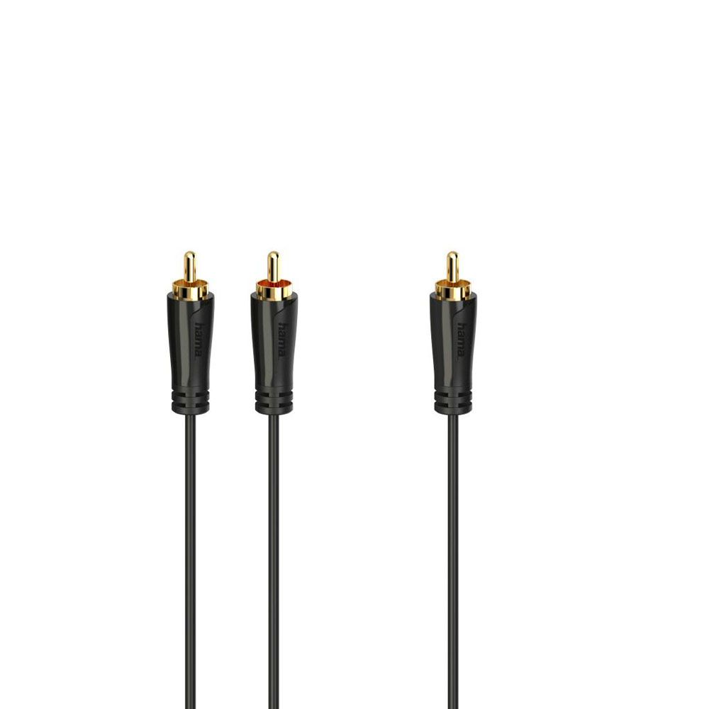 Hama audiokabel, RCA hane - 2 x RCA hane, 5,0 m, guldpläterade kontakter