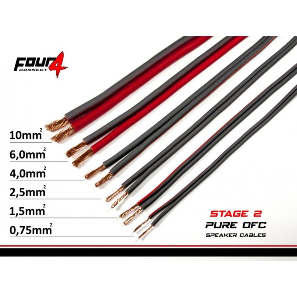 Four Connect Stage2 OFC-kõlarikaabli rull, 2 x 4,0 mm², 30 m