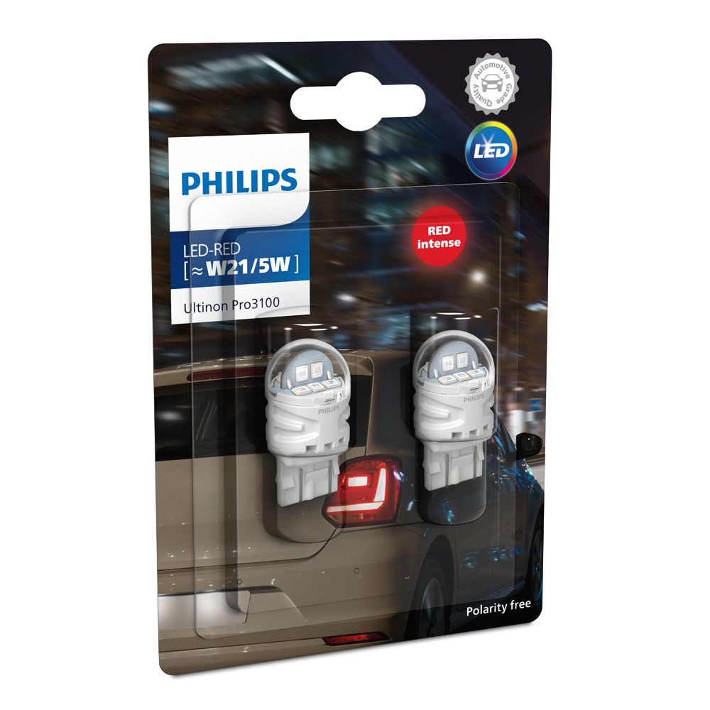 Philips Ultinon PRO3100 W21/5W LED-polttimopari, punainen