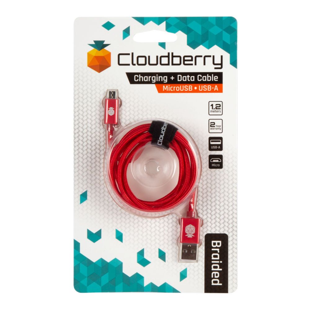 Cloudberry USB-A MicroUSB vastupidav andmekaabel, punane, 1,2 m