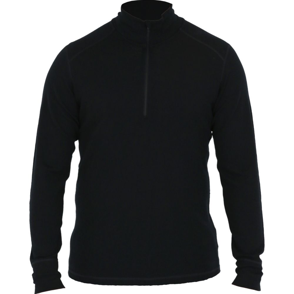 Woodlander 100 % merino underställströja 1/2 zip svart