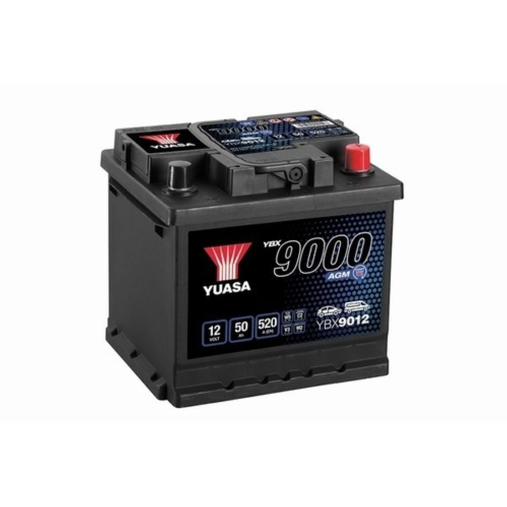 Yuasa YBX9012 50Ah / 520A AGM-batteri L207 x B175 x H190 -+