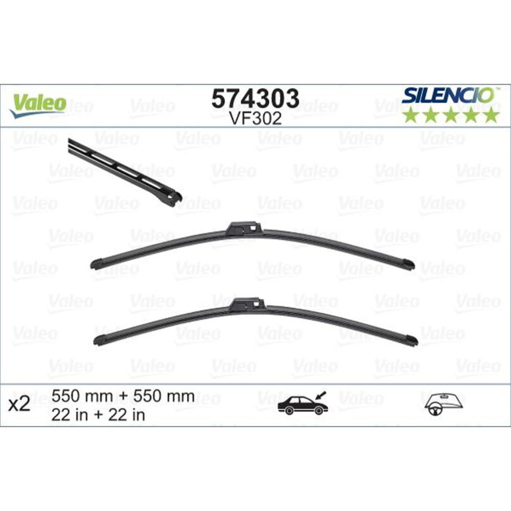 Valeo X-trm/AeroTwin VM302/VF302/A933S pyyhkijänsulkapari 55 + 55 cm