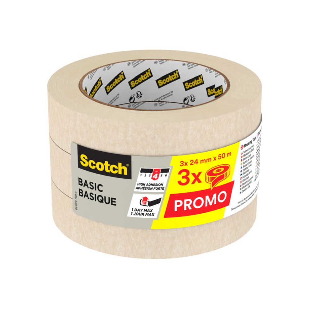 Scotch Basic maalarinteippi 24 mm x 50 m 3 kpl