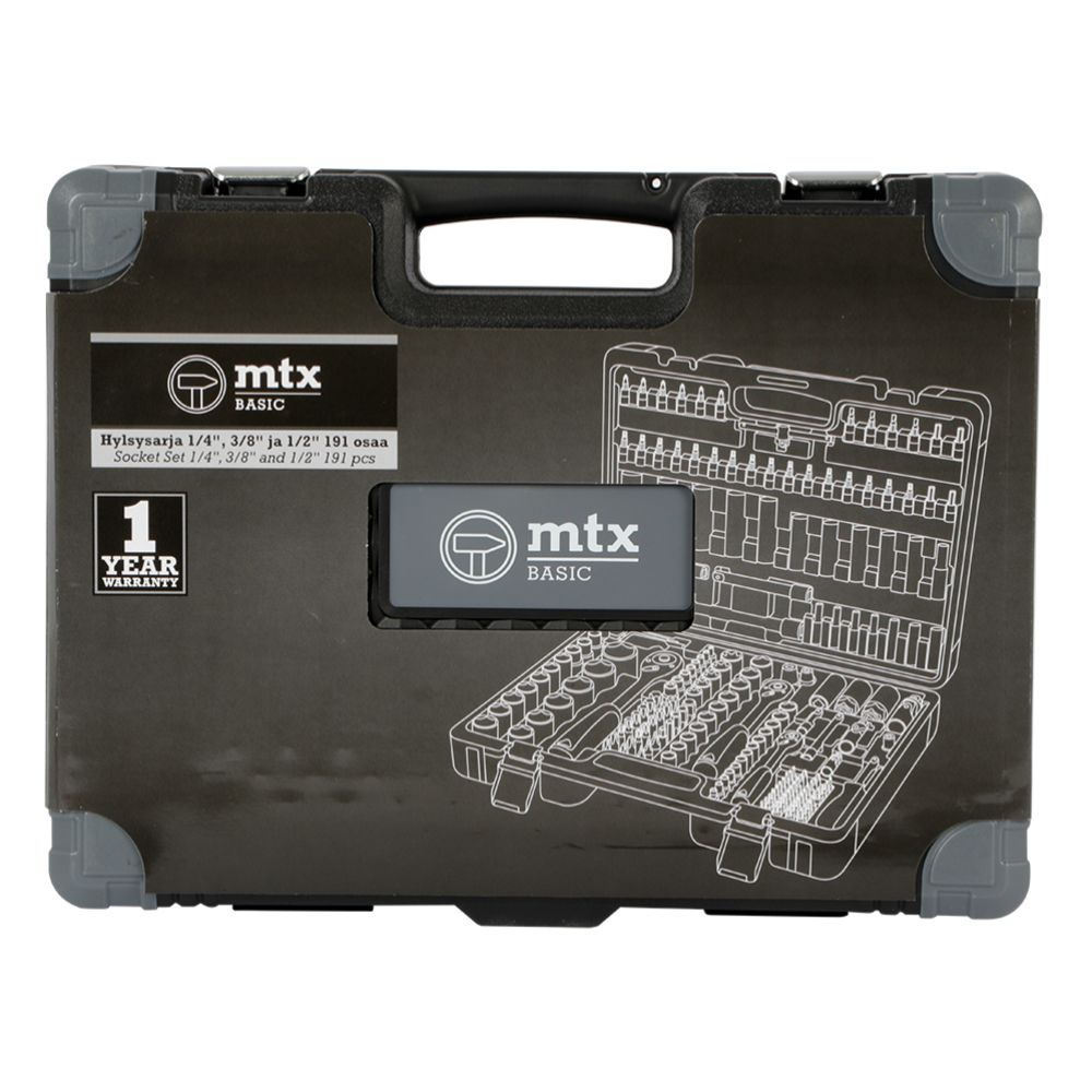 MTX Tools Basic hylsysarja 1/4", 3/8" & 1/2" 191 osaa