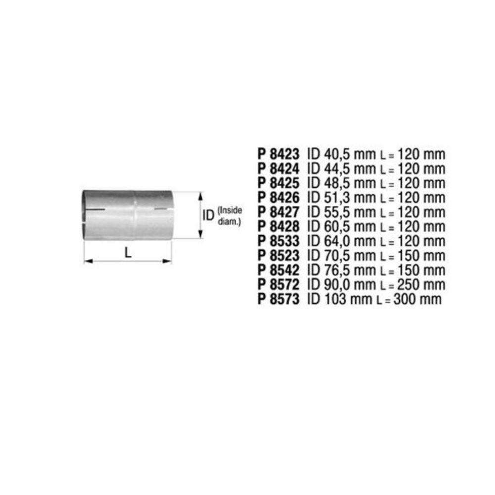Anslutningsrör 2-1/2’’ 12/15 cm ø 63 mm