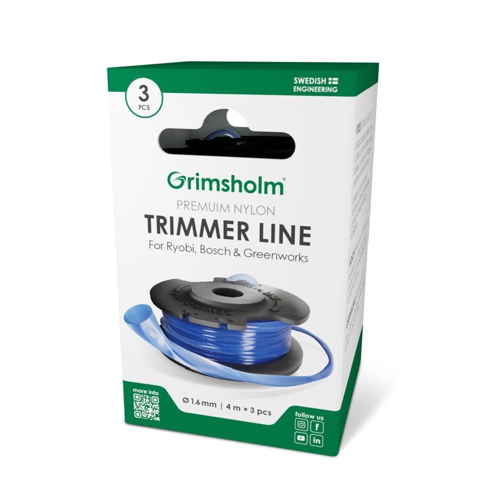Grimsholm Green trimmertråd 4 m 3 st. (Ryobi, Bosch)