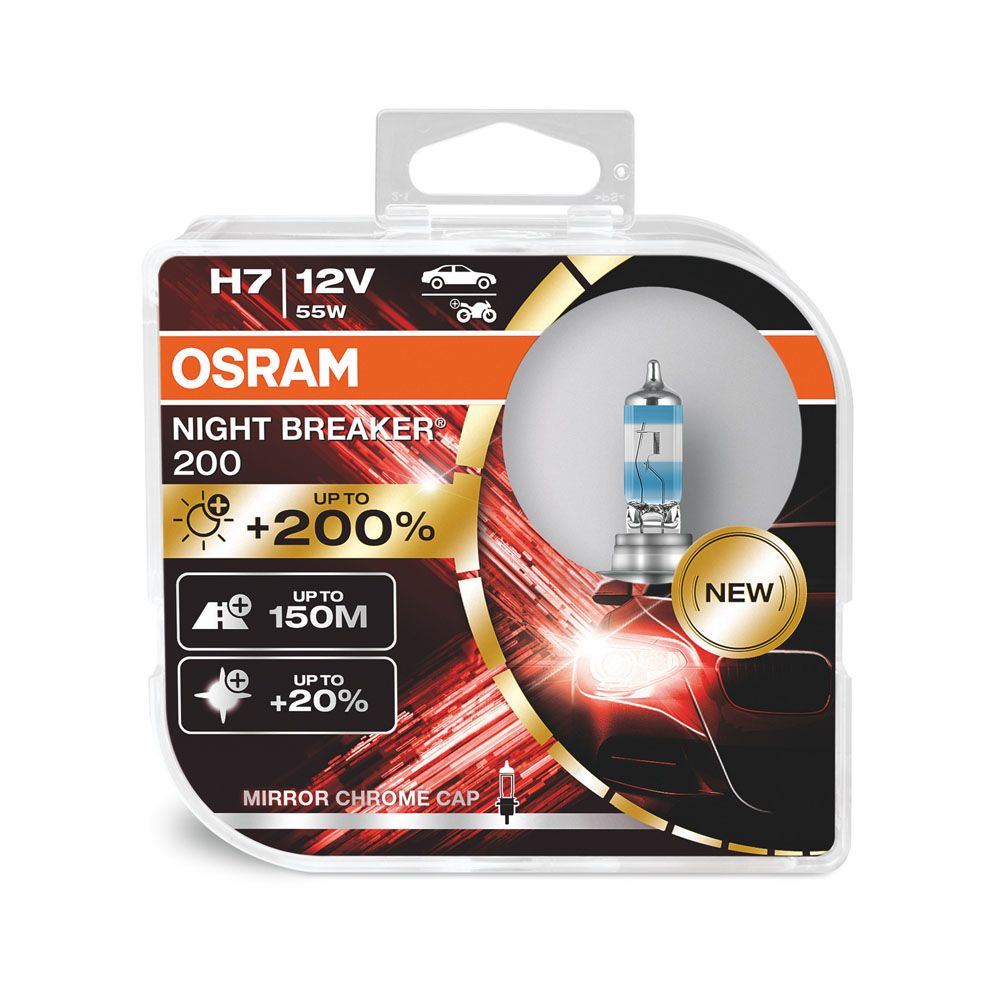 Osram Night Breaker 200 H7 polttimopari +200 % 12 V 55 W