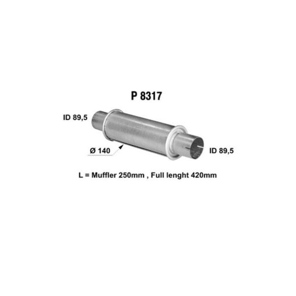 3,5"-ljuddämpare ø 140 mm x 250 mm (ø 89 mm)