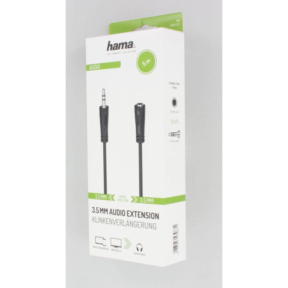 Hama Audiokaapeli, 3,5 mm uros - 3,5 mm naaras, 5,0 m