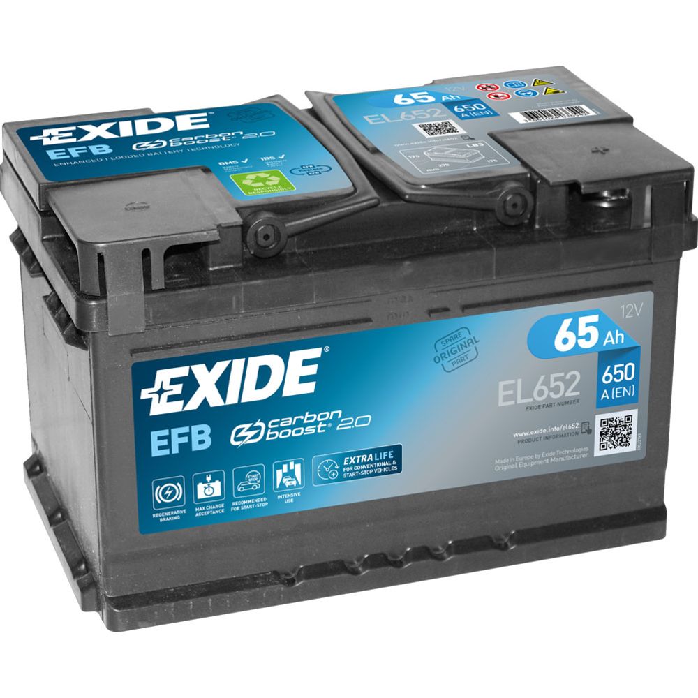Exide EL652 65 Ah / 650 A akku P278 x L175 x K175 -+