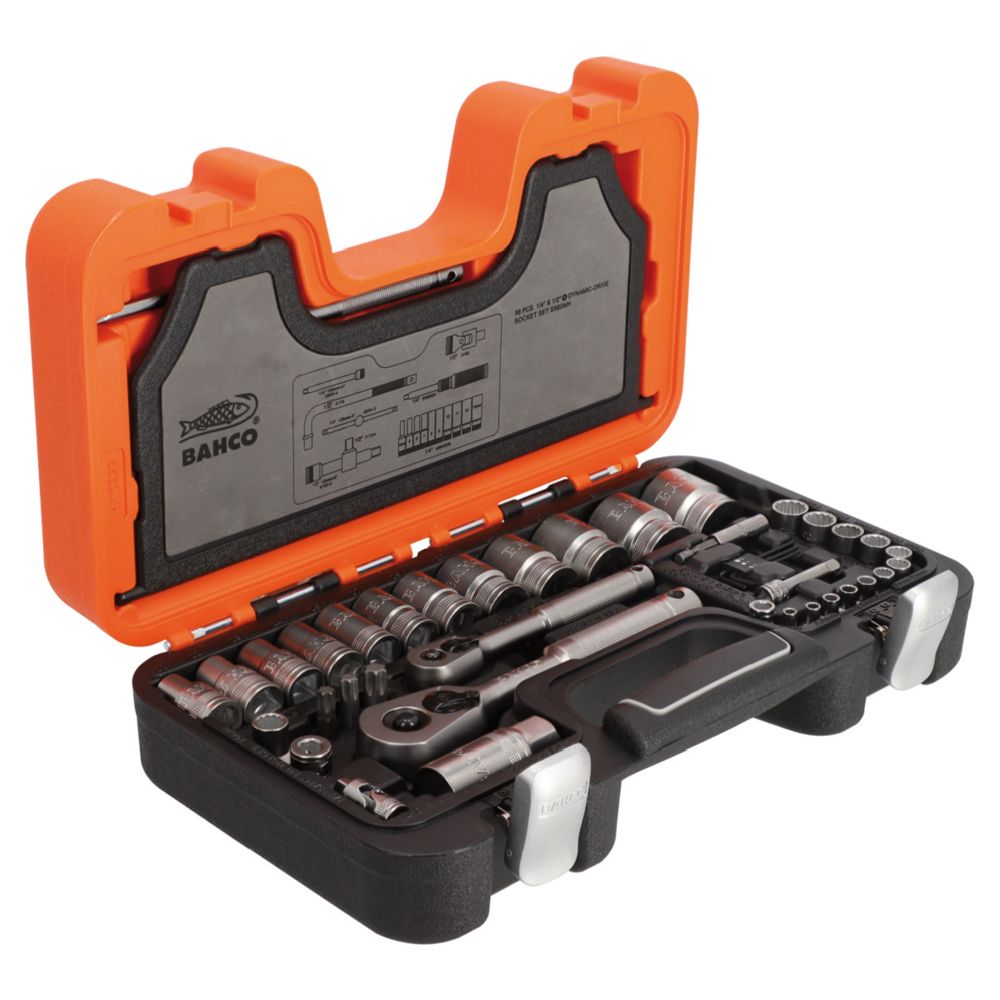 Bahco 56-osaline 1/4" ja 1/2" padrunvõtmete komplekt narrega