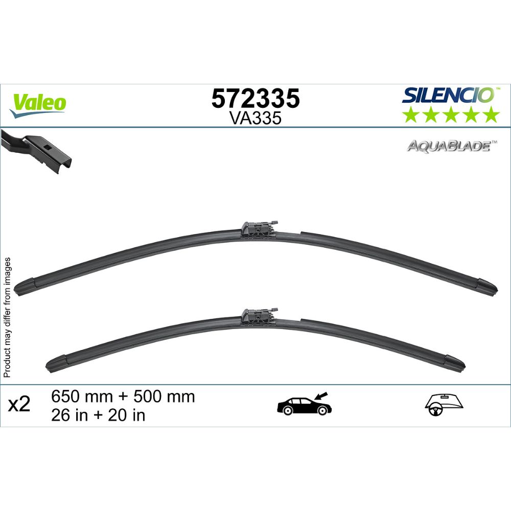 Valeo Silencio Aquablade VA335 torkarblad 65 + 50 cm