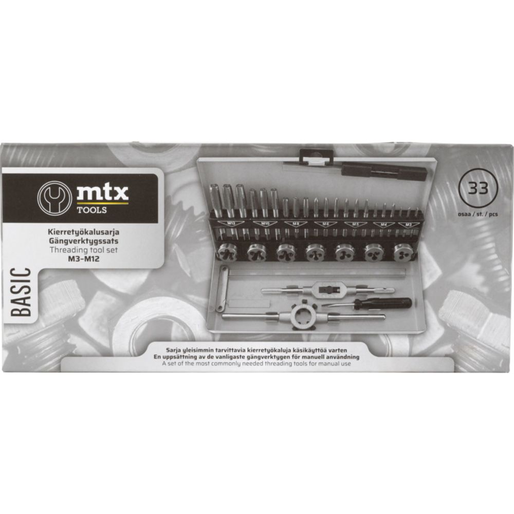 MTX Tools Basic kierretyökalusarja M3-M12 33 osaa