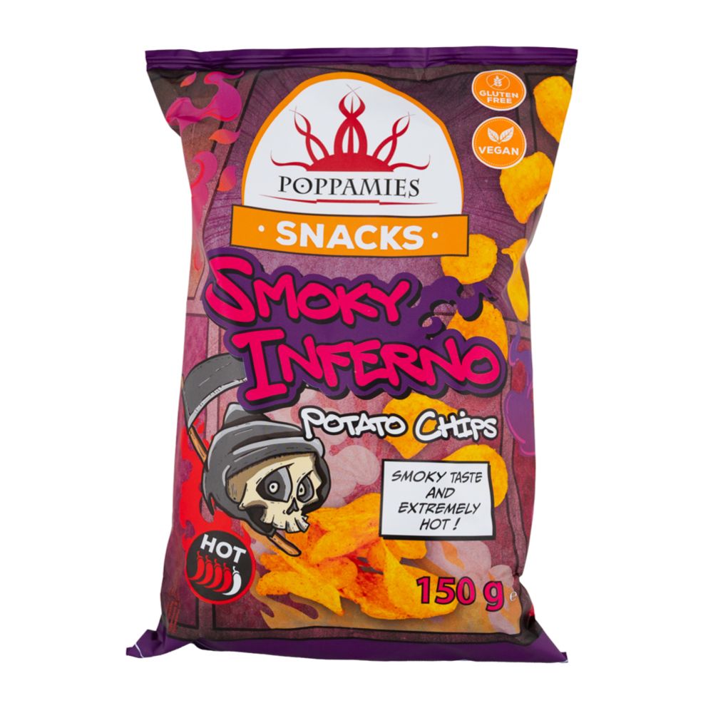 Poppamies Snacks Smoky Inferno perunalastut 150 g