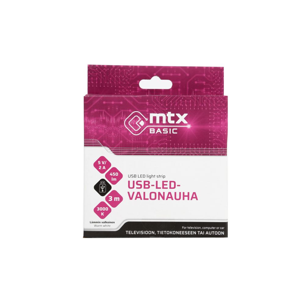MTX Basic LED-valonauha 3 m USB 5V/2A 3000K