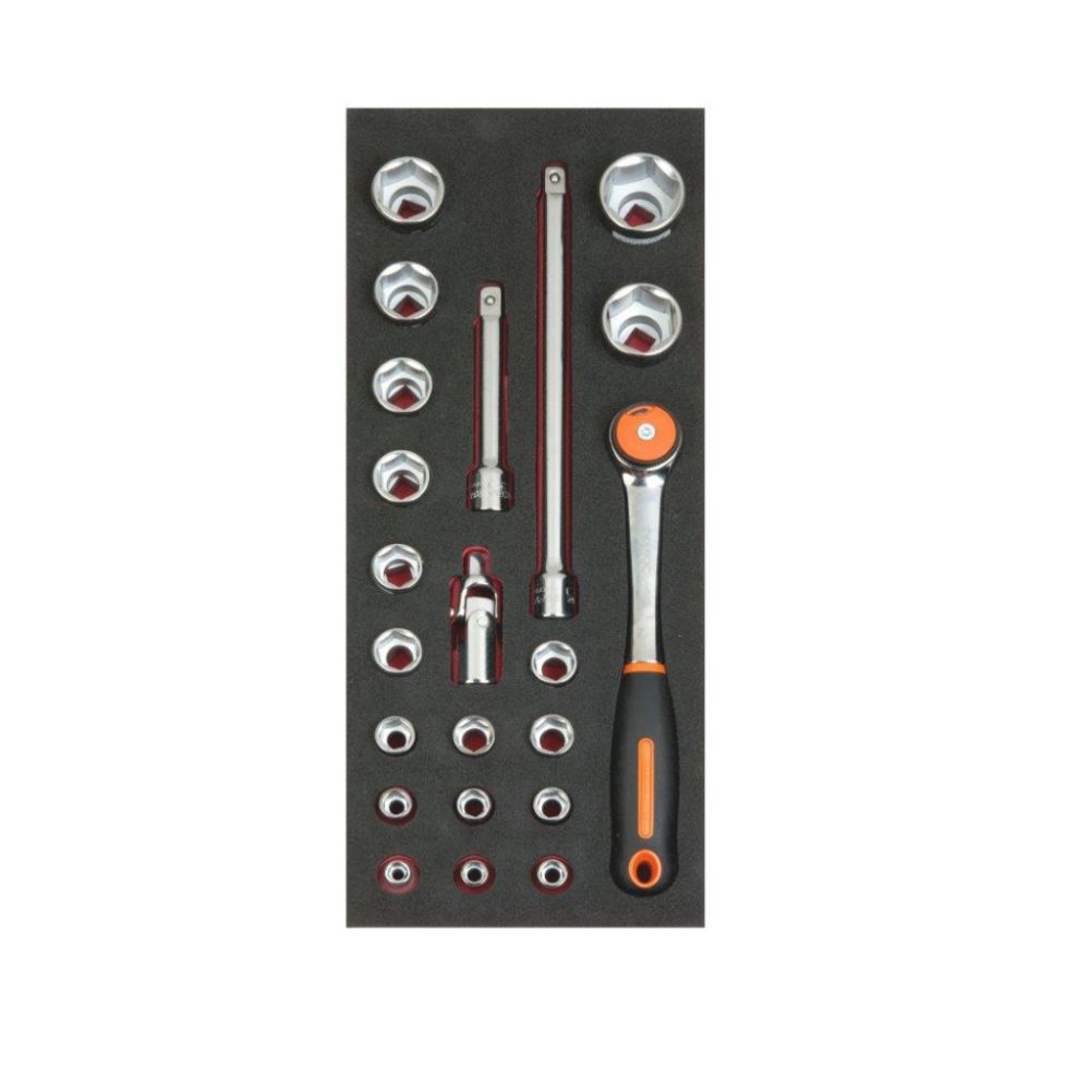Bahco FF1E2203 hylsysarja työkaluvaunuun 1/2" 22 osaa
