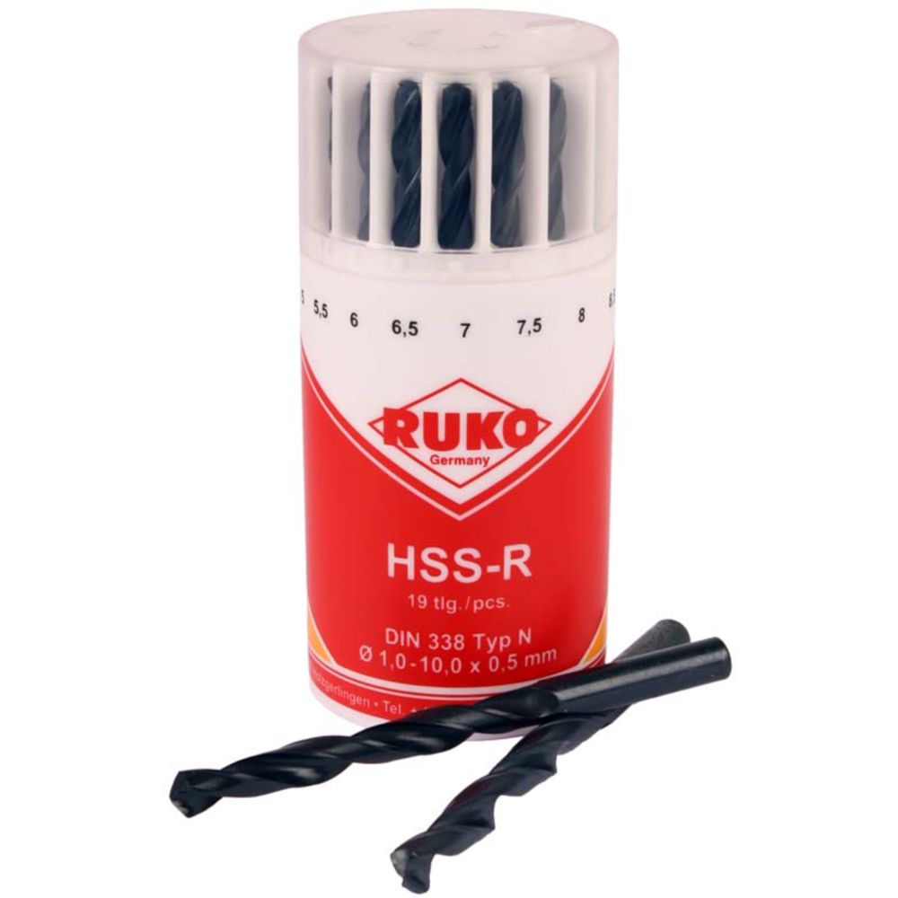 Ruko HSS- R metallborrsats 1–10 mm