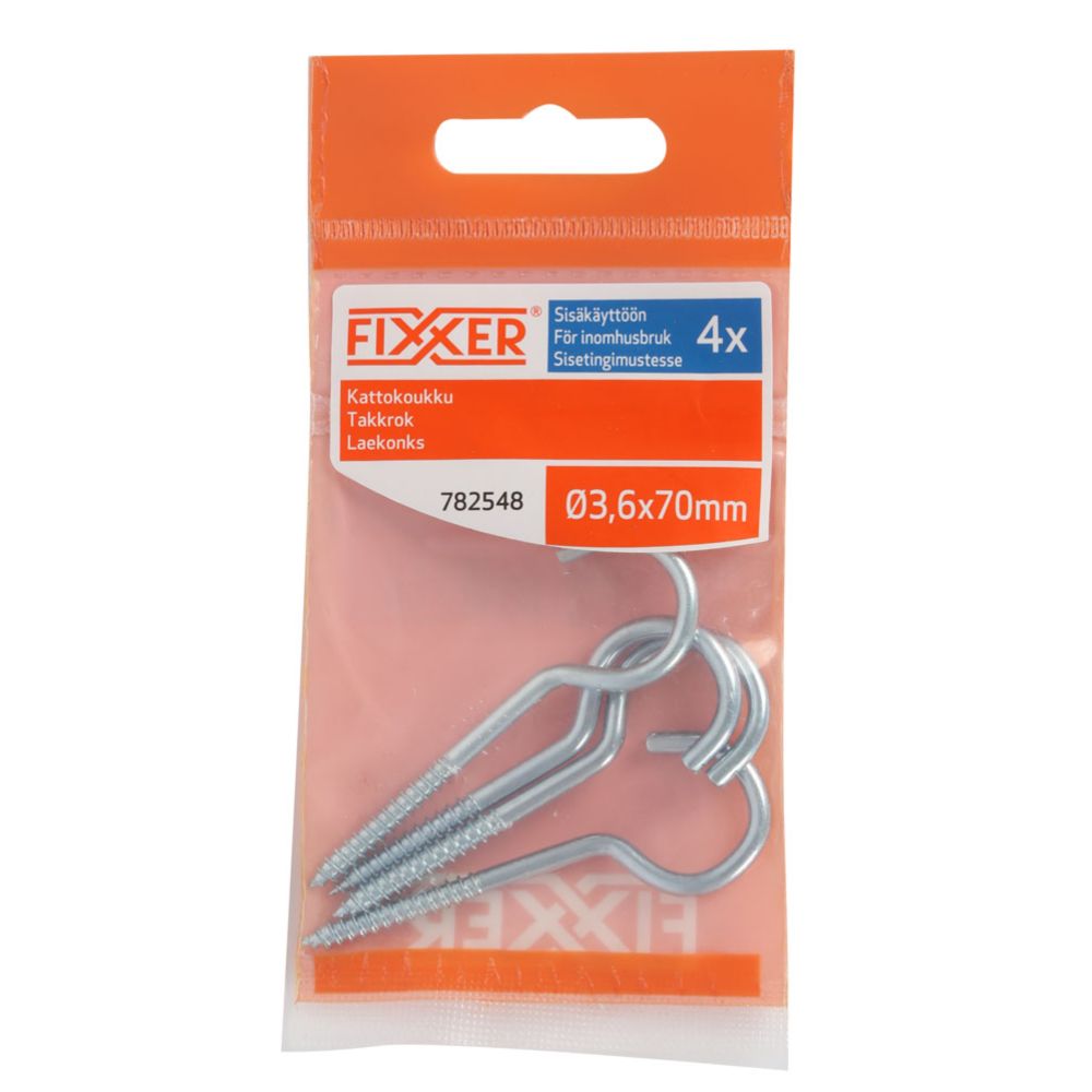 Fixxer® takkrok stål 36 x 70 mm 4 st.