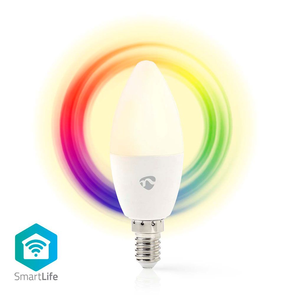 Nedis SmartLife LED-kronljuslampa E14 RGB-färger Wi-Fi vit