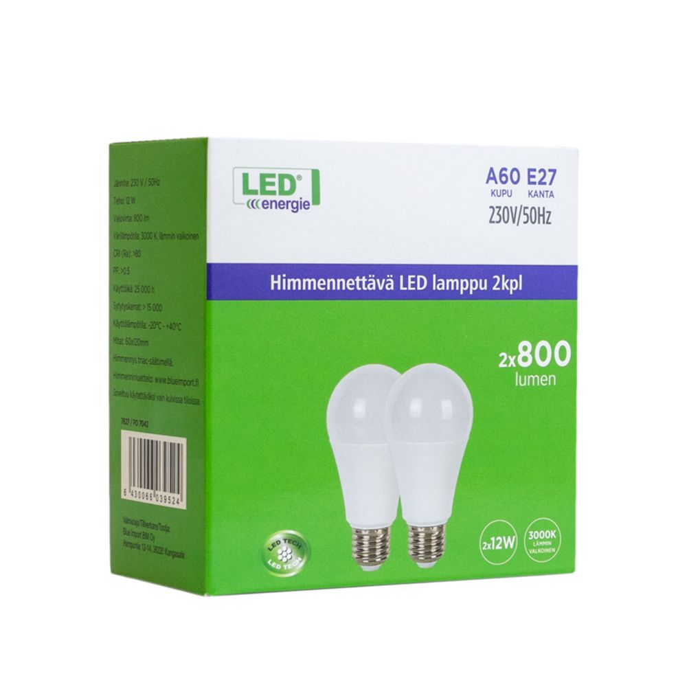 Led Energie LED-standardlampa 12 W 800 lm 3000 K dimbar, 2 st.