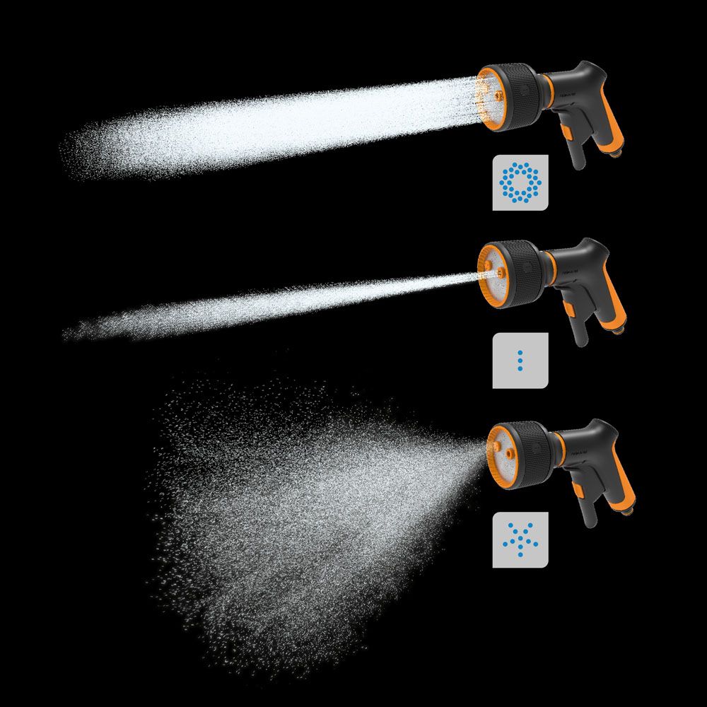Fiskars Comfort sprinklerpistol 3-funktion, front trigger