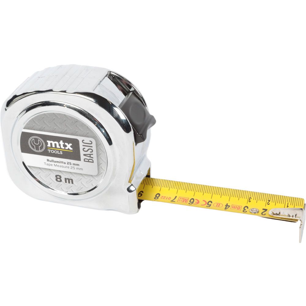 MTX Tools Basic mõõdulint kroomitud korpuses 25 mm 8 m