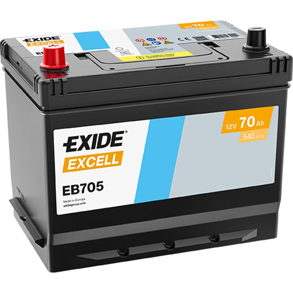 Exide EB705 70 Ah / 540 A akku P270 x L173 x K222 +-