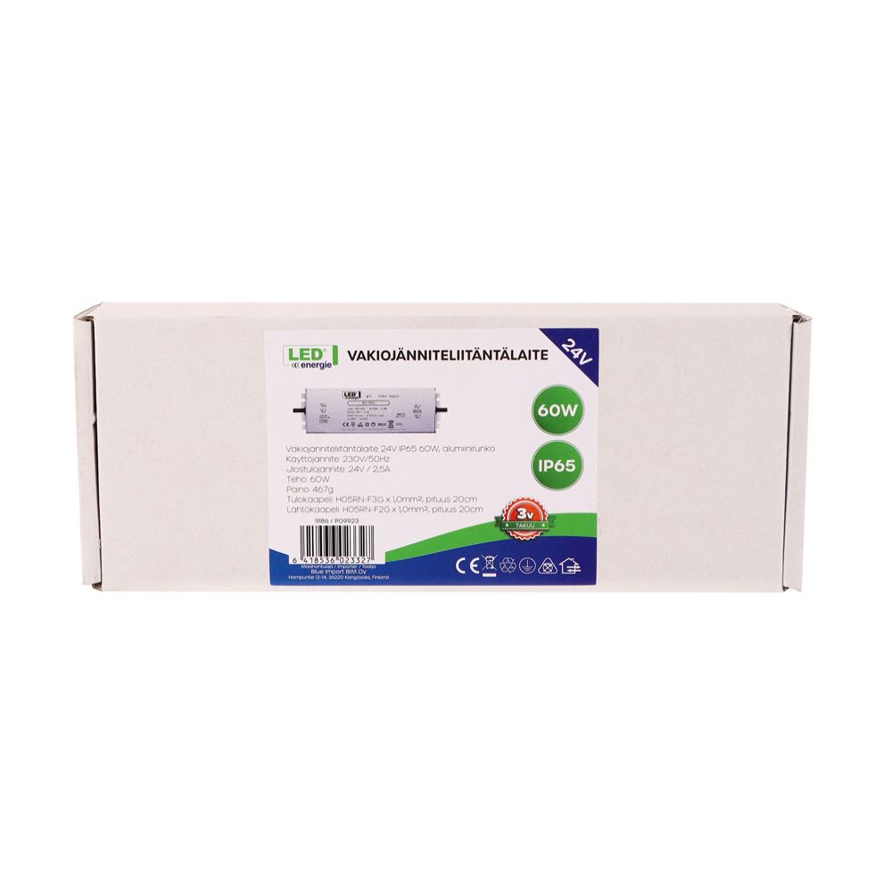 Led Energie drivdon 24 V 60 W IP65 aluminiumhölje