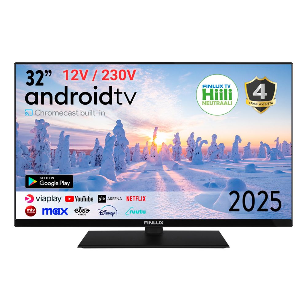 Finlux 32" M8 Android Smart TV teler, 12 V / 230 V