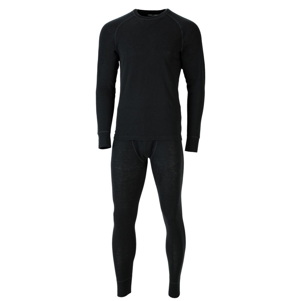 Woodlander 100 % merinoull underställ svart