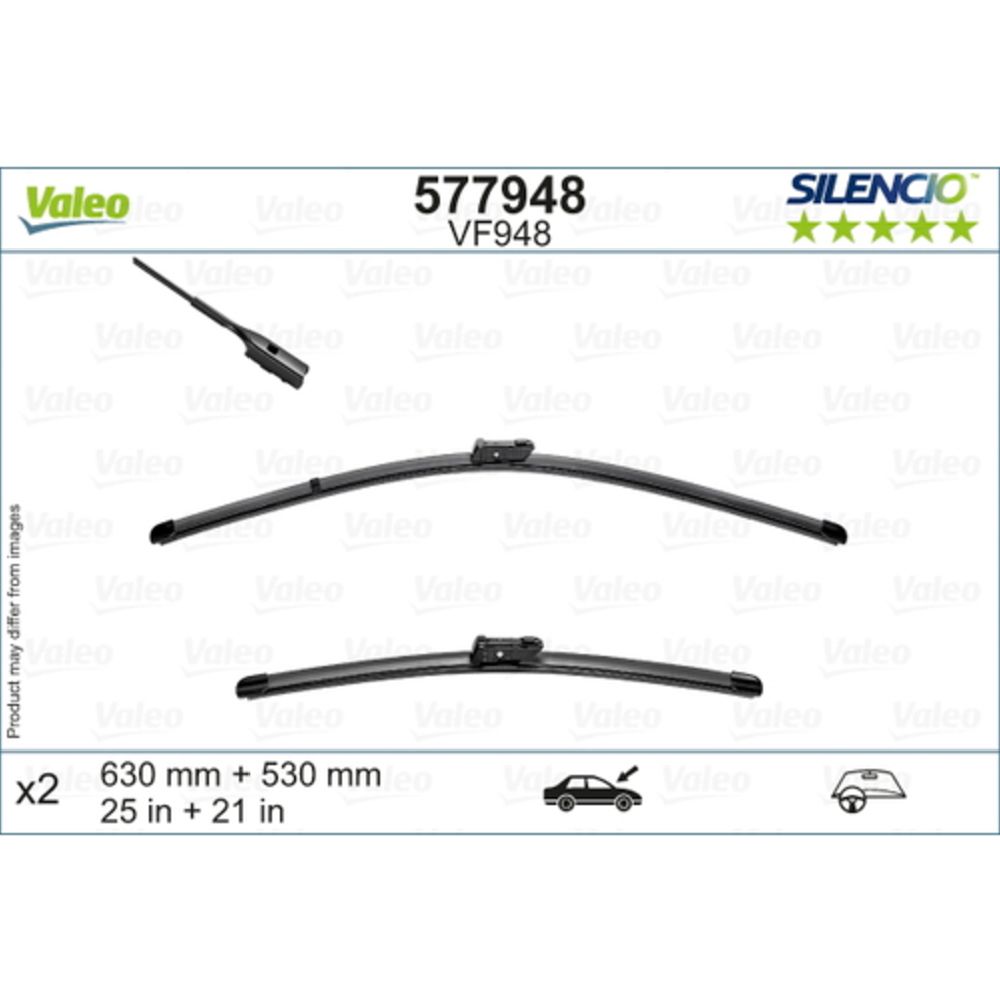 Valeo Silencio VF948 torkarblad 2 st. 62,5 + 53 cm