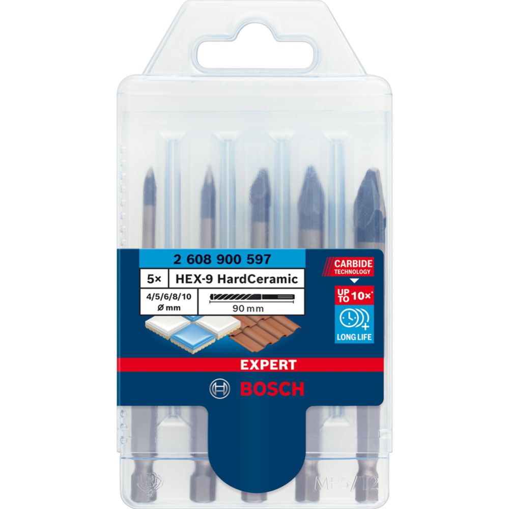 Bosch EXPERT HEX-9 HardCeramic puuriotsikute komplekt 4/5/6/8/10 mm 5 tk