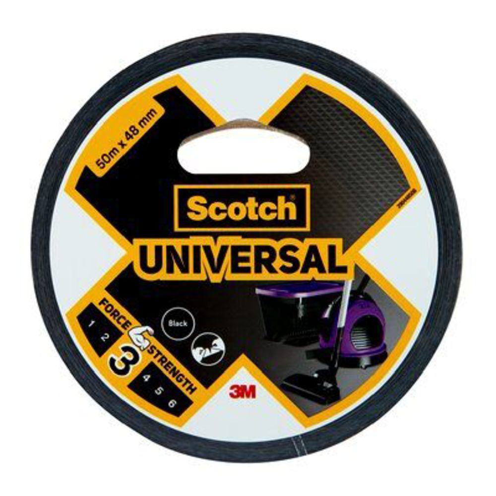 Scotch Supreme silvertejp svart 50 m x 48 mm