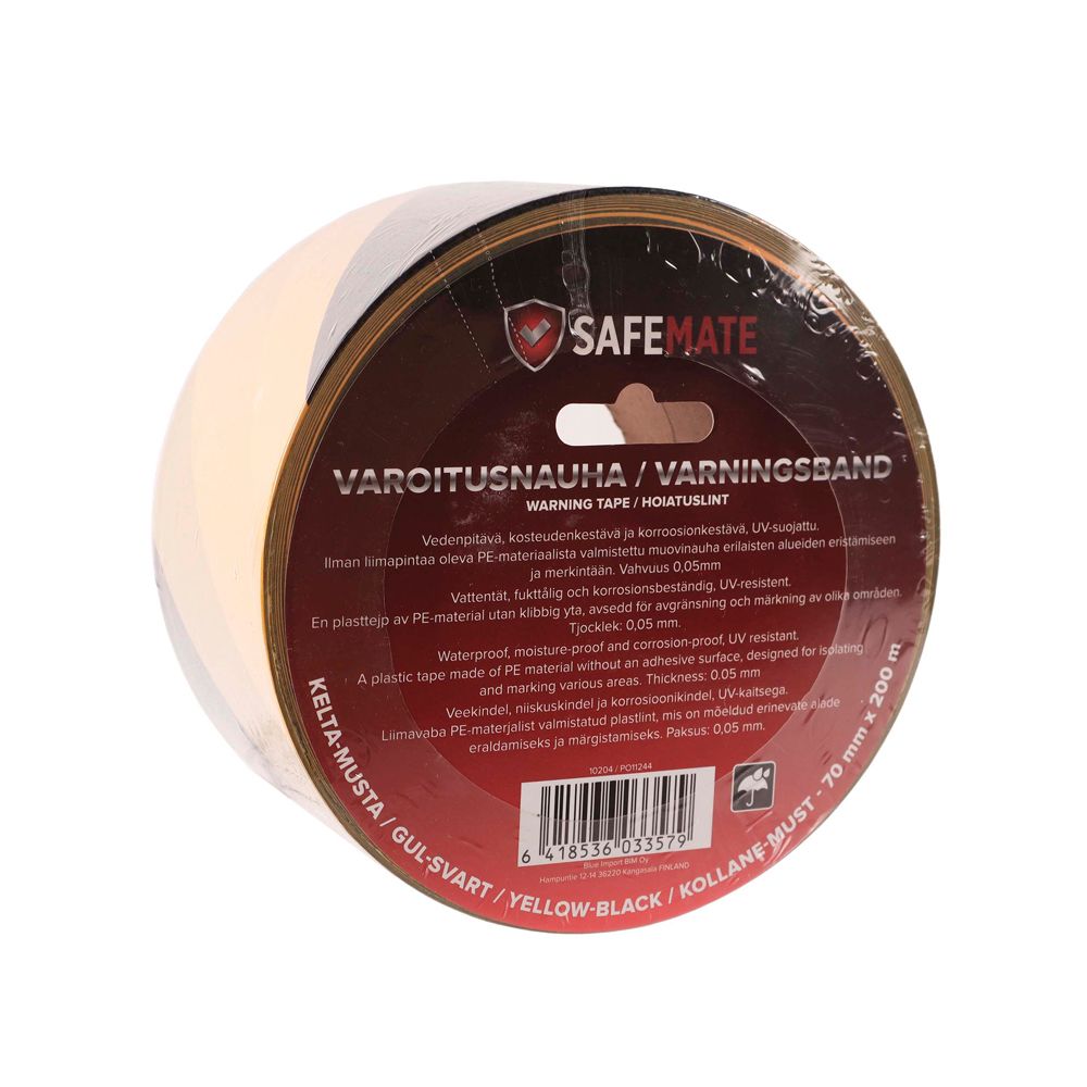 SafeMate Varoitusnauha 70mm 200m kelta-musta