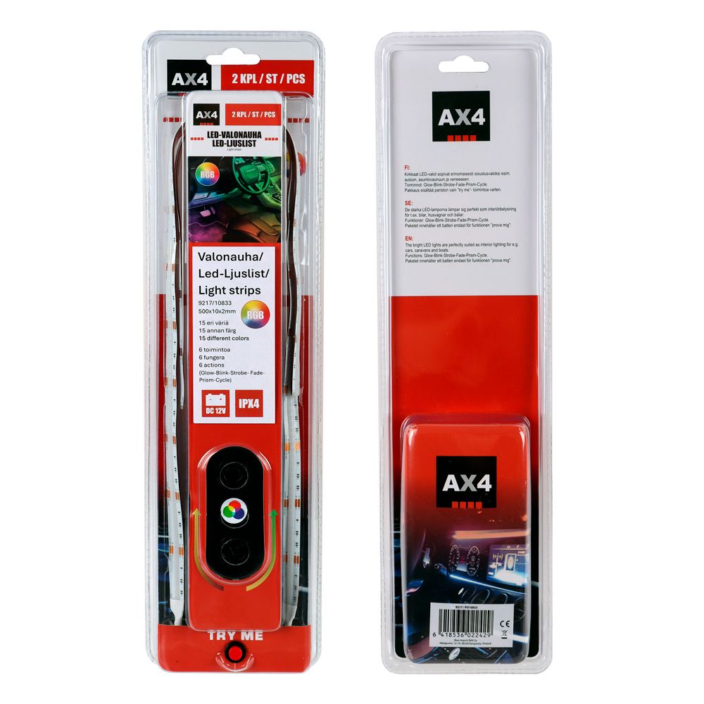 AX4 LED-valonauha COB 12V 500mm RGB