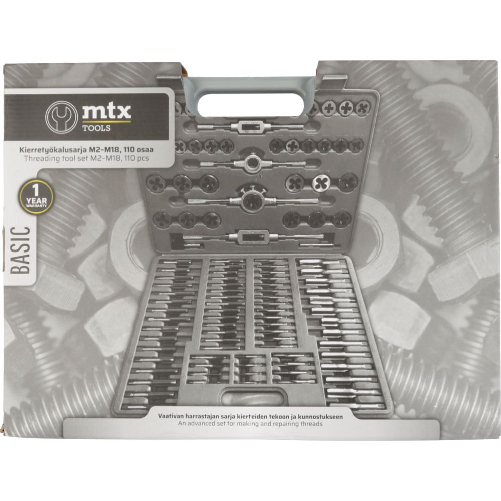 MTX Tools Basic kierretyökalusarja M2 - M18, 110 osaa