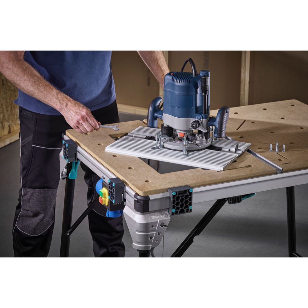 Wolfcraft® kiinnitusplaat multifunktsionaalse töölaua elektritööriistadele