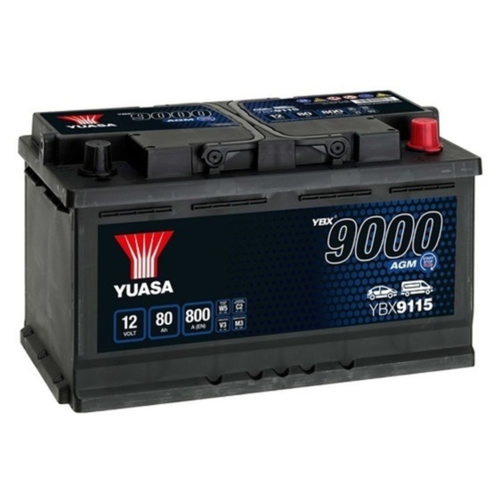 Yuasa YBX9115 80Ah / 800A AGM-Batteri L317 x B175 x H190 -+