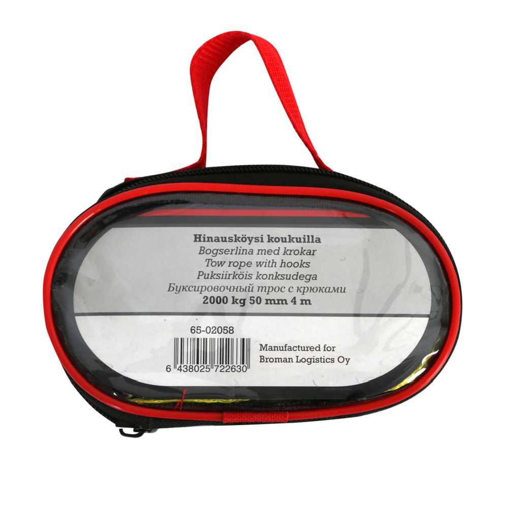 Puksiirköis konksudega 2000 kg 50 mm x 4 m