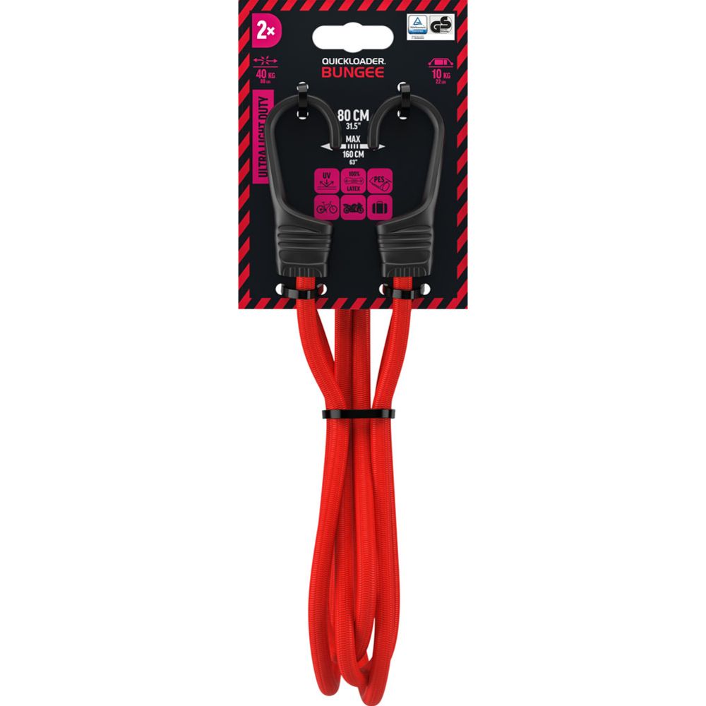 Quickloader bagagestroppar, 8 mm x 80 cm 2 st.